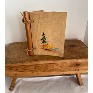 Vintage 30s 40s Mountain Photo Album Hand-Painted Yucca Fiber Cover Eco-Friendly